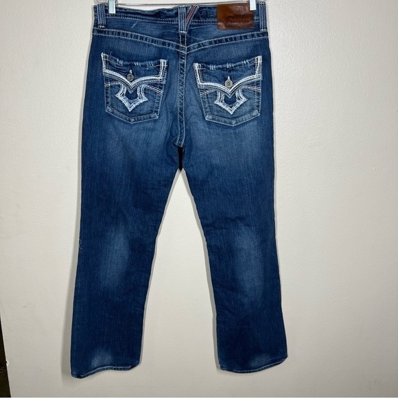 Big Star Mens Pioneer Regular Boot Cut Denim Jeans Size 33 Short Distressed - Picture 10 of 12